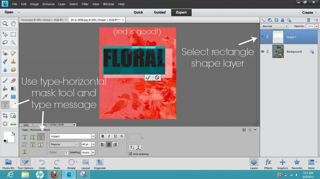 Creating Transparent Text in Photoshop Elements 11