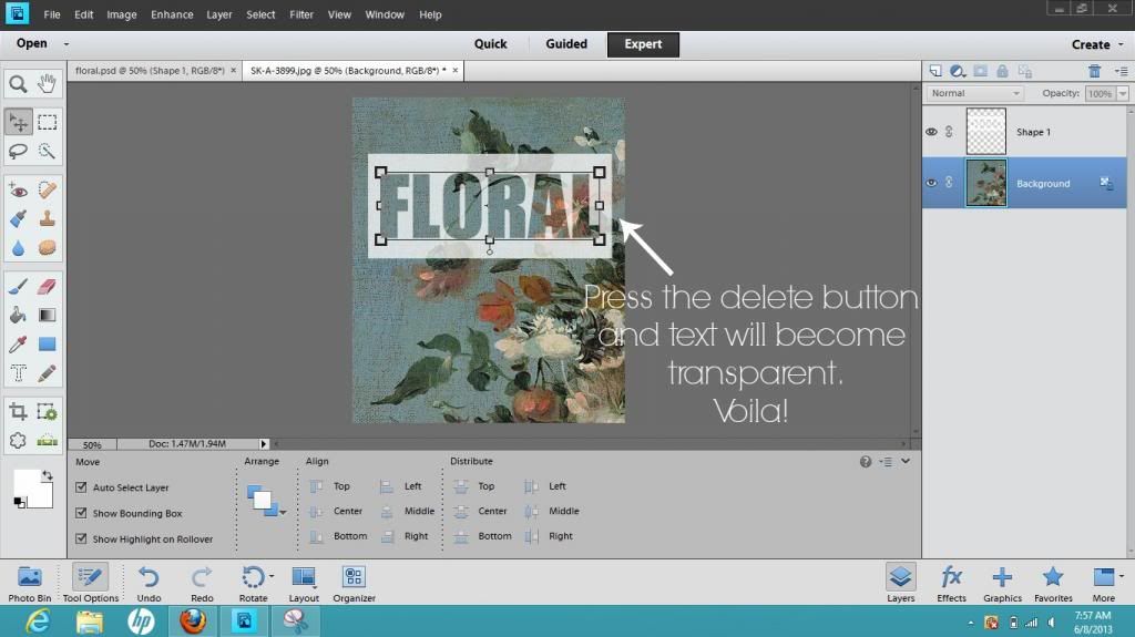 Creating Transparent Text in Photoshop Elements 11