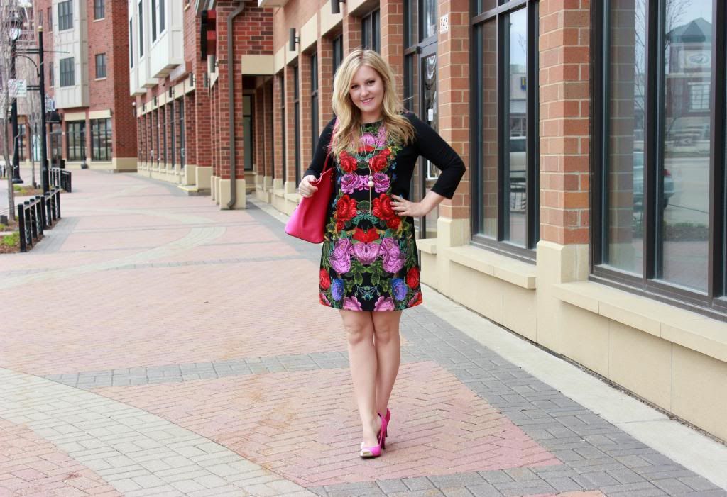 Mirrored Floral Shift Dress