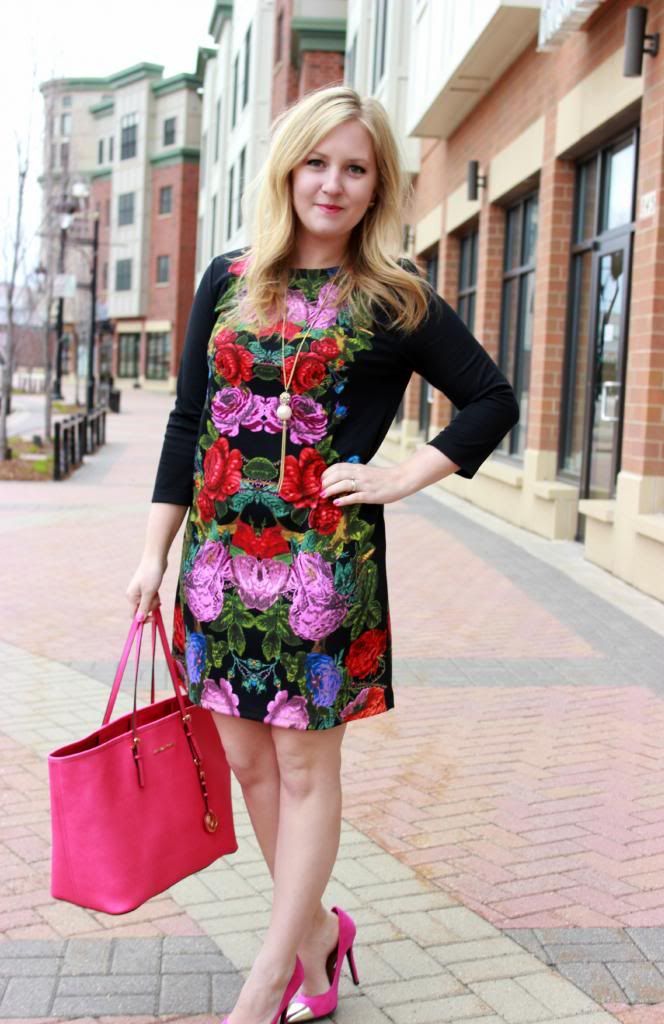 Mirrored Floral Shift Dress