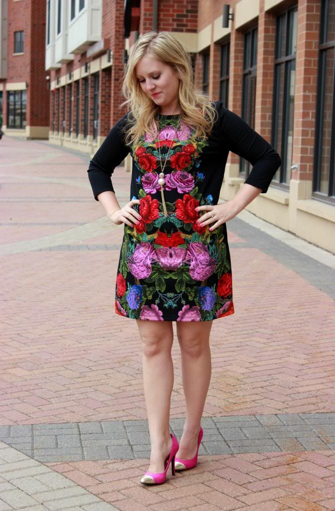 Mirrored Floral Shift Dress