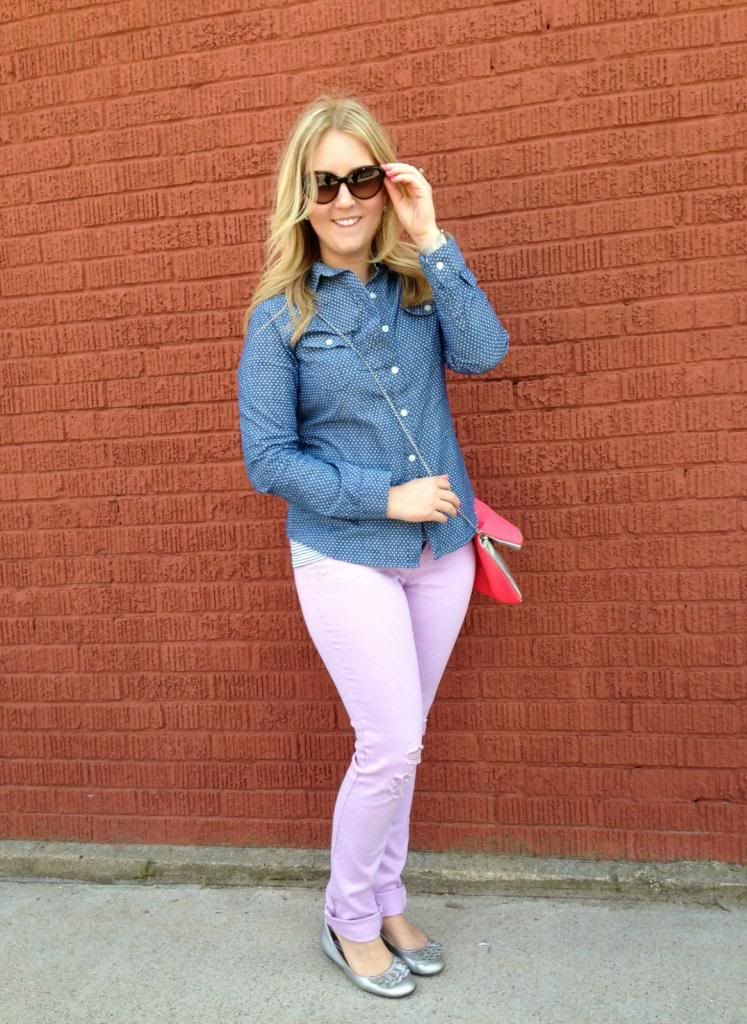 How to Wear Lavender Skinny Jeans