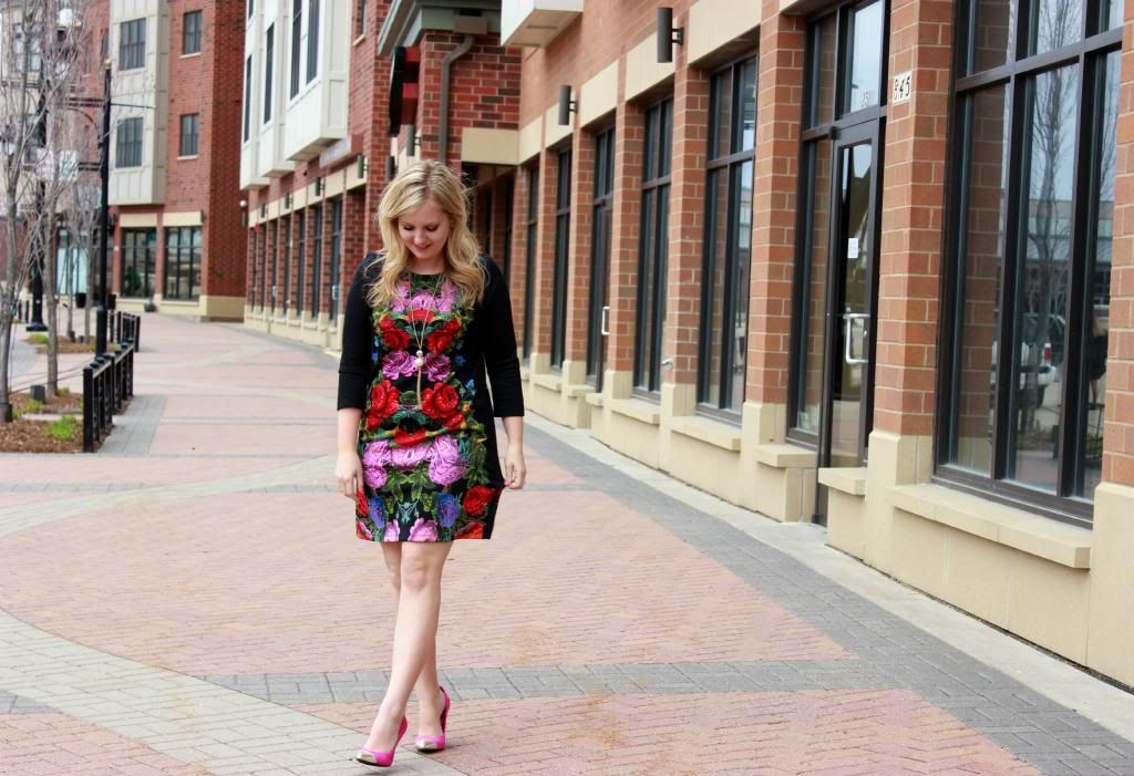 Mirrored Floral Shift Dress