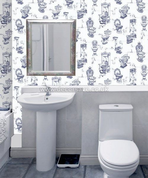 Graham & Brown Loo Loo Wallpaper 50635. Toilet Water Closet Bathroom