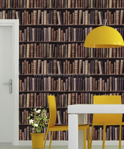 Muriva Bookcase Wallpaper F92328. Feature Book Shelf Shelves Case Library Study eBay