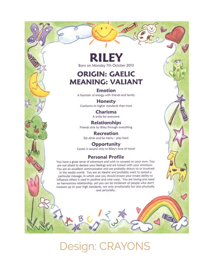 NAME MEANING CERTIFICATE Baby Boy Girl Christening Naming Day