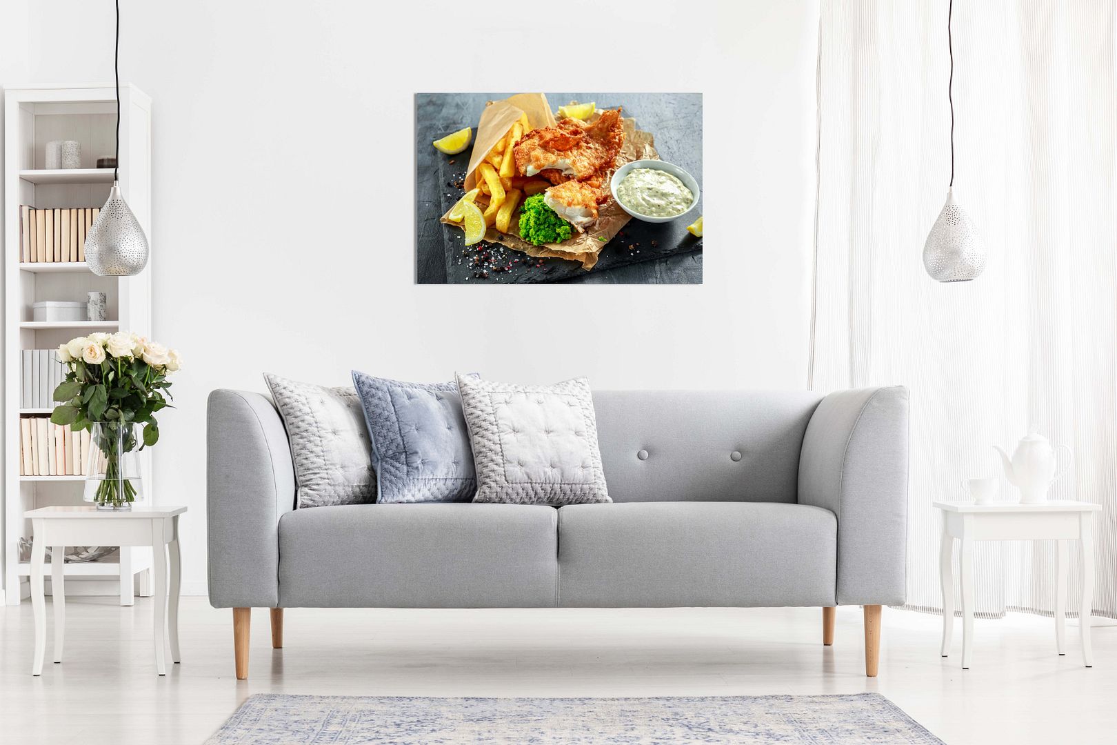 English Fish /& Chips Shop Restaurant Food Canvas Wall Art Picture Print