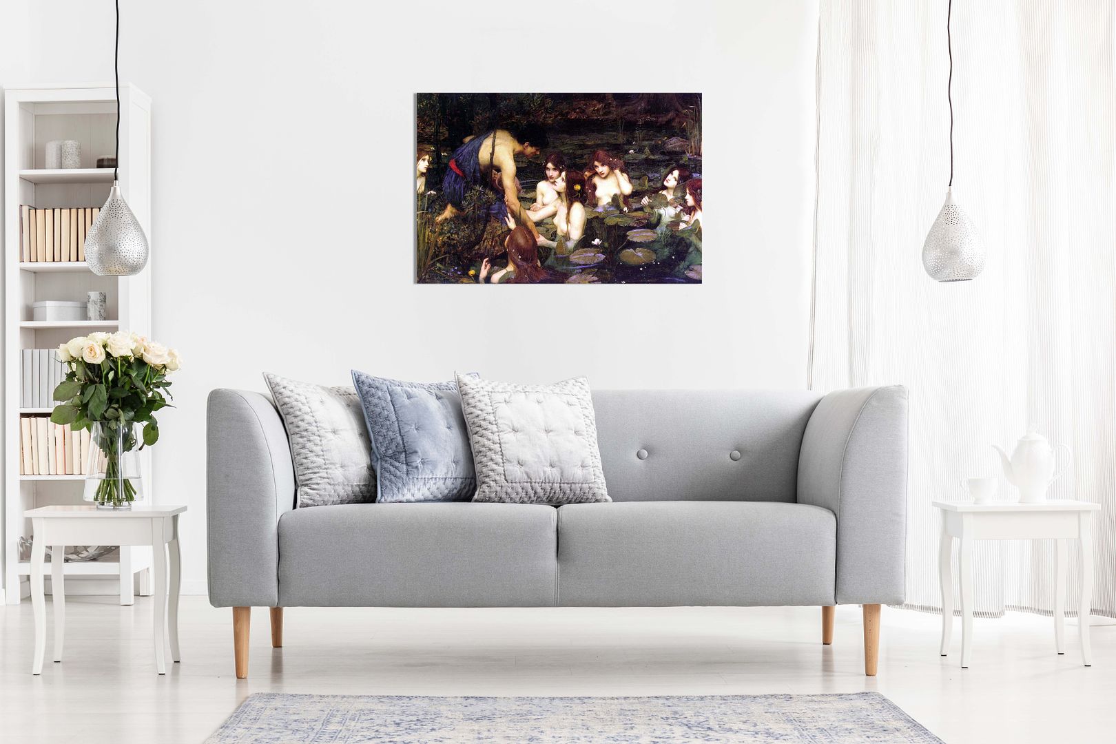 Hylas And The Nymphs John William Waterhouse Canvas Wall Art Picture ...
